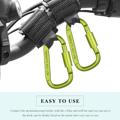 2PCS Hook for Hanging Helmet Goggle Headsets Bags, Heavy Duty Carabiner Clip, Adjustable Strap Hook for Scooter (Green) - color: Green