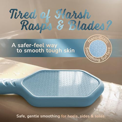 SILKLE Nano Glass Foot File - Foot Callus Remover for Feet & Foot Scrubber | Silicone Grip for Non-Slip Control - Foot Scrubber for Dead Skin, Heel Scraper for Cracked Heels & Foot Exfoliator - Blue - style: Blue