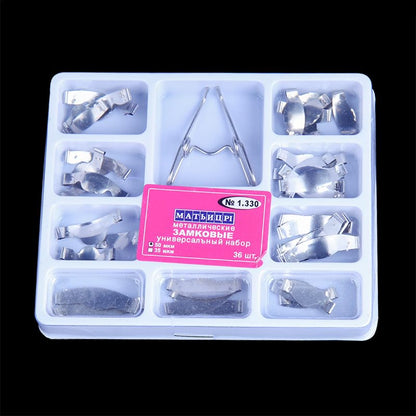 1.330 Dental Matrix Bands Soft Metal Sectional Contoured Matrices Kit | Stainless Steel, Sectional Contoured Metal, With Ledges, Assorted Sizes, Soft Metal - style: No1.330