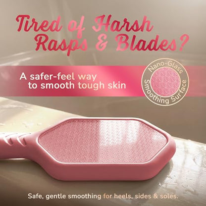 SILKLE Nano Glass Foot File - Foot Callus Remover for Feet & Foot Scrubber | Silicone Grip for Non-Slip Control - Foot Scrubber for Dead Skin, Heel Scraper for Cracked Heels & Foot Exfoliator - Pink - style: Pink