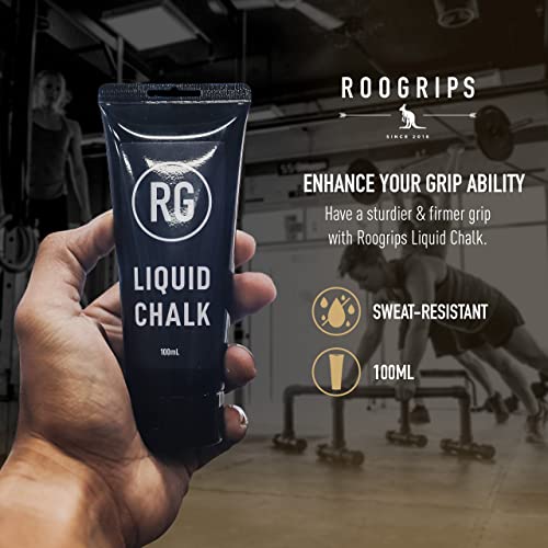 RooGrips Liquid Chalk Grip Enhancer - Hand Chalk for Weightlifting, Gymnastics & Workout - No-Mess, Long-Lasting, Quick-Dry Gym Chalk for Hand Grips & Sweaty Palms - 100ml Premium Climbing Chalk.