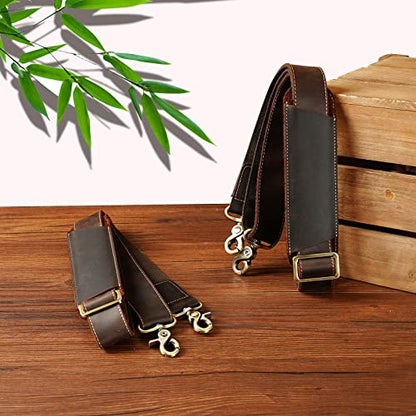 Full Grain Leather Shoulder Strap - Replacement Bag Straps for Laptop Briefcase, Messenger, Duffel, Crossbody, Travel Bags - color: Brown