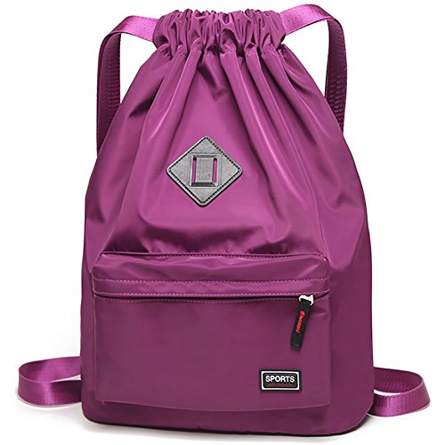 Peicees Waterproof Drawstring Sport Bag Lightweight Sackpack Backpack for Men and Women | Waterproof - color: Purple