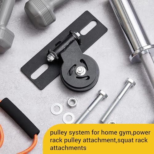 Soulchen Cable Pulley System for Squat Racks Power Rack Pulley Attachment Fits 1" or 5/8" with Extended Slot Design Heavy-Duty 180° Swivel Polea for Home Gym Workout Strength Training Fitness