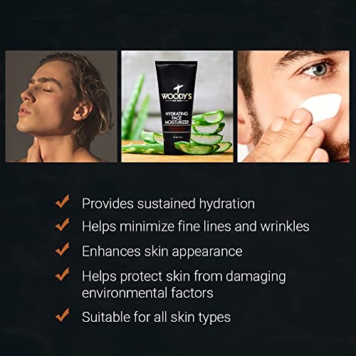 Woody's Face Moisturizer for Men with Menthol - Hydrating Daily Facial Lotion for Dry Skin, Anti-Aging Face Cream, Mens Skin Care, 5 fl oz - style: Face Moisturizer