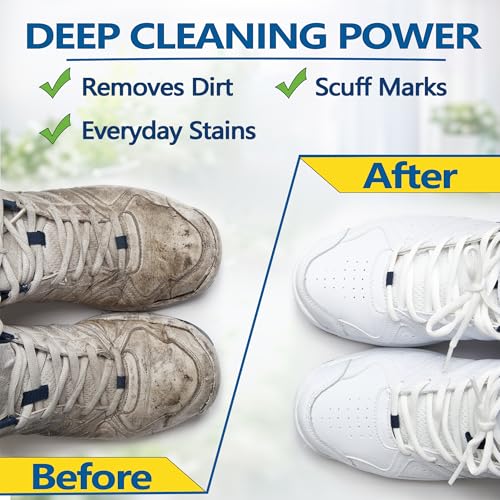 White Shoes Clean Cream Original 260g, Shoe Cleaning Kit Multi-Purpose Clean Cream white Shoe Cleaner with Sponge, No Water Needed, Sneaker Cleaner for Leather, Sofa, Car Interior