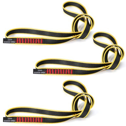 20MM Nylon Climbing Sling Runner 23KN CE2008/EN566 Rock Climbing Webbing Straps for Rock Climbing, Rappelling, Swing, Yoga Hammock etc - size: 60cm/ 24inch |Pack of 3
