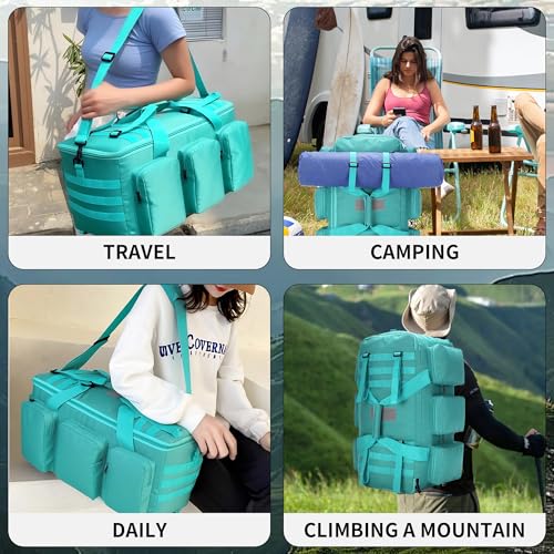 3 In 1 Military Duffel Bag 50L Gym Bag for Men Convertible Weekender Backpack for Sports Travel Basketball (50L-LakeBlue) - color: 50L-LakeBlue