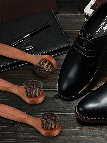 Youngjoy 6 Pieces Horsehair Shine Shoes Brush kit Polish Dauber Applicators, Brown, 6 x 1.5 inches - style: Style A