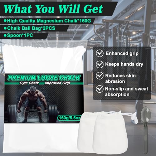 RAINFLOW 2PCS Chalk Ball - Climbing Chalk Gymnastics Magnesium Lifting for Gym, Gymnastics, Grip, Climbing, Weightlifting (5.5oz Chalk Powder) - style: 5.5oz Chalk Powder