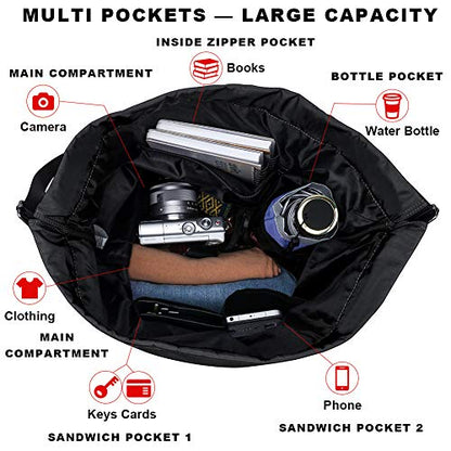 Peicees Waterproof Drawstring Sport Bag Lightweight Sackpack Backpack for Men and Women | Waterproof - color: A_gray