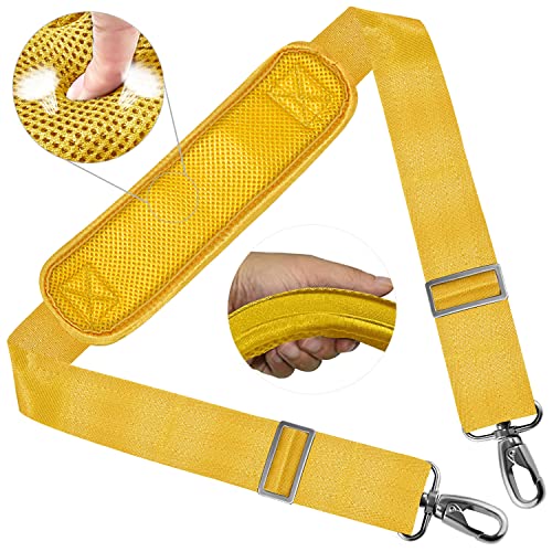 ZINZ Shoulder Strap 58" Ultra-Thick Fixed Padded and Adjustable Buckles Crossbody Strap for Briefcase Laptop Bag Luggage - color: Yellow