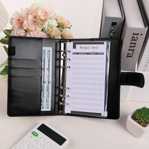 SKYDUE Budget Binder, Money Saving Binder with Zipper Envelopes, Cash Envelopes and Expense Budget Sheets for Budgeting (Black Golden) - color: Black Gold