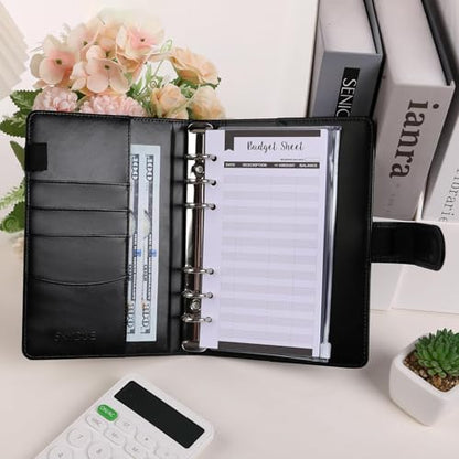 SKYDUE Budget Binder, Money Saving Binder with Zipper Envelopes, Cash Envelopes and Expense Budget Sheets for Budgeting (Black Golden) - color: Black Gold