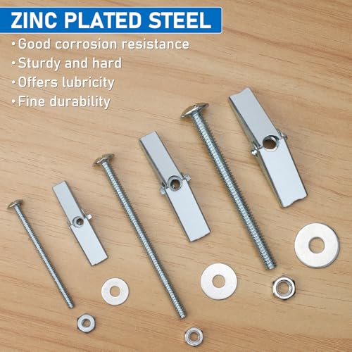 56pcs 1/4 Inch Heavy Duty Drywall Anchors, 14 Sets | Toggle Bolts and Wing Nuts Set for Hanging Lamps Heavy Items, Butterfly Anchors for Ceiling, Sheetrock, Hollow Wall - size: 1/4"-56pcs(14sets)