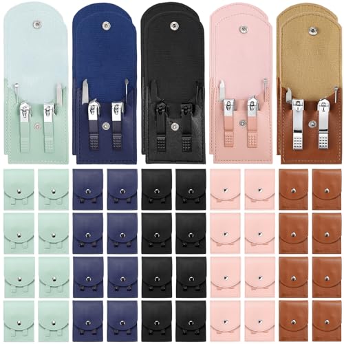 Geosar 50 Set Travel Manicure Kit Bulk Professional Nail Clippers Pedicure Nail Care Tools Grooming Stainless Steel Set with Portable Travel Case, Gift for Christmas Men Women(Multi Colors) - color: Multi Colors