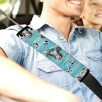 2PCS Rustic Farmhouse Cattle Print Highland Cow Car Seat Belt Pad Universal Soft and Comfortable Harness Pads Strap for Kids, Car Seats Pushchair Strollers High Chair Pushchair - color: Pattern 835