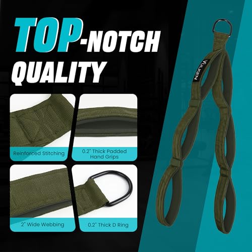 Vulken Tricep Rope Cable Attachment. 28.7 Inch & 22 Inch Two Lengths Built in One Pull Down Rope - color: Green-Three Lengths