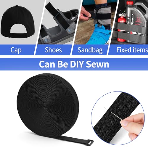 1.5In x 20Ft Cinch Straps Nylon Heavy Duty with 25 Buckles, Cut to Length, Black Hook and Loop Straps, Reusable Long Cable Ties for Storage and Cord Organizer - size: 1.5In x20Ft Black