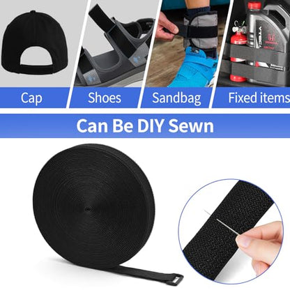 1.5In x 20Ft Cinch Straps Nylon Heavy Duty with 25 Buckles, Cut to Length, Black Hook and Loop Straps, Reusable Long Cable Ties for Storage and Cord Organizer - size: 1.5In x20Ft Black