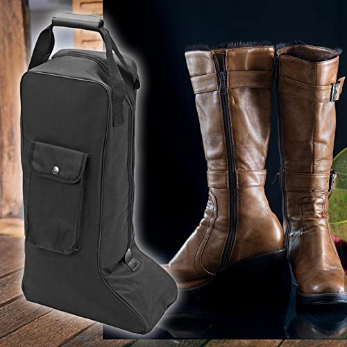 Portable Boot Bag, Horse Riding Tall Boot Bag with Handle, Equestrian Equipment Organizer with Sturdy Oxford Cloth and Leather Boot Carry Bag, Knight Boot Bag for Storage