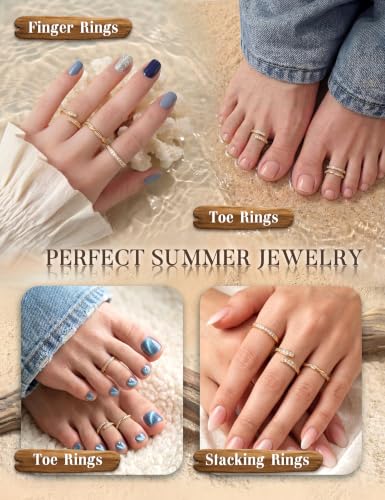 FIASASO 3Pcs Gold Filled Toe Rings for Women Non Tarnish 14K Gold Filled Toe Ring Adjustable Flower Cz Dainty Toe Ring Summer Beach Open Toe Rings Set Toe Jewelry Foot Jewelry - color: 14K Gold Filled cz hug