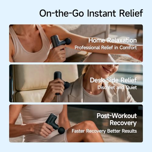 HEYCHY Super Mini Massage Gun with 4-10mm Amplitude, HSA, FSA Eligible | Travel Size, Quiet Operation, Muscle Care for Men Women Shoulder Back - color: Dark Gray