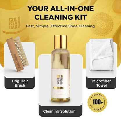 Gold Standard Shoe Cleaning Kit for White Sneakers & Tennis Shoes | Sneaker Cleaning Kit, Removes Dirt & Stains from Leather, Canvas & Mesh - style: Shoe Cleaner Kit