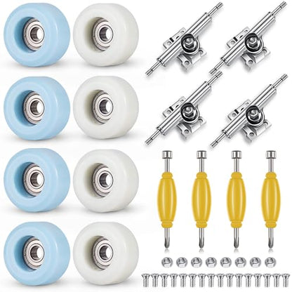 Zhehao 16 Pcs Standard Fingerboard Tool Set CNC Lathed Fingerboard Bearing Wheels Nut Driver Screwdriver for 34 mm Skateboard Trucks(Light Blue and White) - color: Light Blue and White