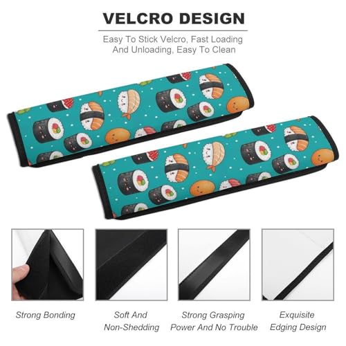 1 Pair Universal Soft and Comfortable Car Seat Belt Pad for Girls and Boys, Most Cars, Funny Food Sushi Harness Pads Strap, Neck and Shoulder Support - color: Pattern 791