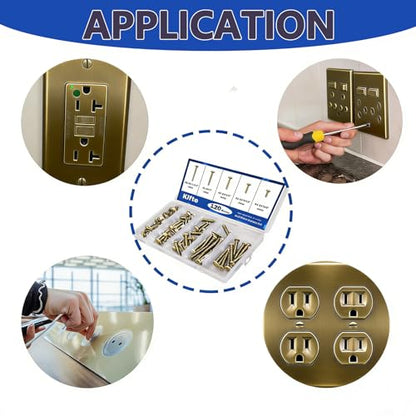 120 pcs Wall Plate Screws, Bronze Outlet Screws 6-32 Thread Light Electrical Cover Panel Switch Plate Screws 5 Length Sizes (3/8", 9/16", 3/4", 1", 1.2") - color: Bronze, size: 3/8", 9/16", 3/4", 1", 1.2"