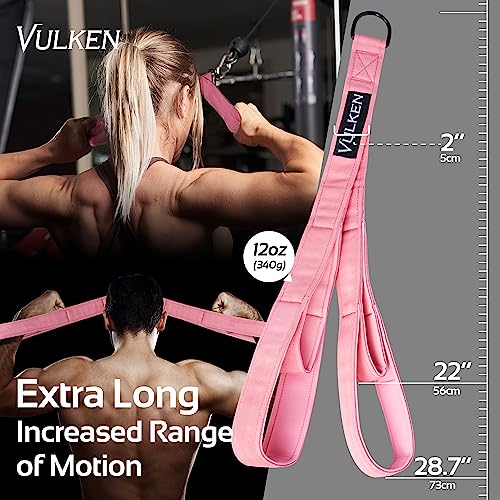 Vulken Tricep Rope Cable Attachment. 28.7 Inch & 22 Inch Two Lengths Built in One Pull Down Rope - color: Pink