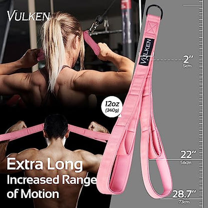 Vulken Tricep Rope Cable Attachment. 28.7 Inch & 22 Inch Two Lengths Built in One Pull Down Rope - color: Pink