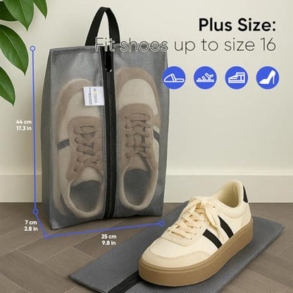 VUSIGN Plus-Sized Travel Shoe Bag, Water-Resistant Shoe Pouch for Gym and Sport, Odor-Resistant Soccer Cleats Bag (Gray, 1-Pack) - size: Plus Size, style: 1 Pc