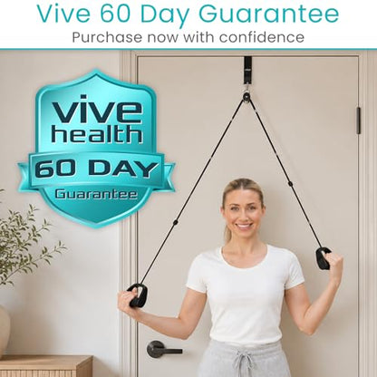 Vive Premium Shoulder Pulley for Physical Therapy w/ Carry Pouch - Over the Door Pulley for Shoulder Rehab - Rotator Cuff Exercise Strengthening Equipment - Overhead Pulleys Arm Pain Relief & Recovery