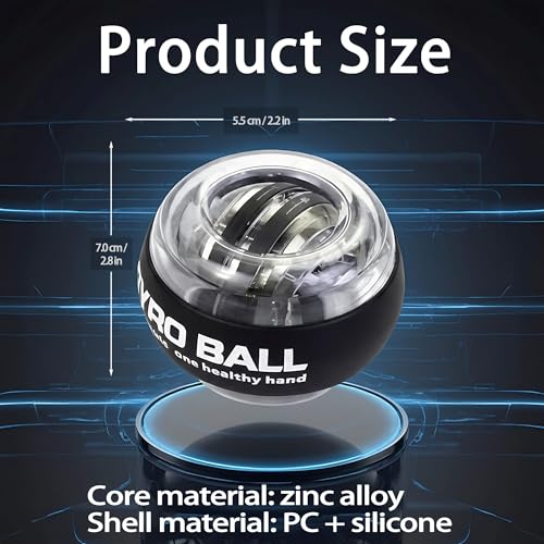 Auto-Start Wrist Power Gyro Ball with LED Lights,Torque Ball Hand Exerciser Grip Strength Trainer,Hand Strengthening Devices,Gyroscopic Forearm Exerciser, for Strengthening Arms Wrists and Fingers