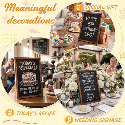 Chinco 2 Pcs Small Slate Chalkboard Mini Chalk Board with Frames Mini Board Signs School Supplies for Classroom Home Office (9.5 x 14 Inch,Brown) - color: Brown, size: 9.5 x 14 Inch