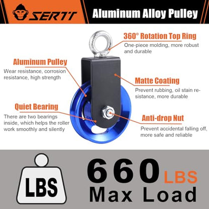 SERTT Cable Pulley Wheel for Home Gym Pulley System, Upgraded 90mm Aluminium Alloy Gym Pulley for Maximum 660LBS Load - color: Blue, style: [1 Pack]