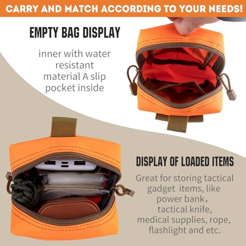2 Pack Tactical Molle EDC Pouch Multi-Purpose Compact Pack Water-Resistant Utility Pouch with Flag Patch - color: Orange