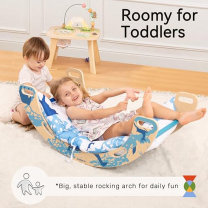 WINGYZ Pikler Triangle Set, Montessori 8-in-1 Foldable Climbing Set | Reversible Animal Slide, Patent-Protected Jungle Gym, Safe 2.35in Gap, ASTM F963 Standards for Toddlers 18M-5Y, Blue - color: Blue