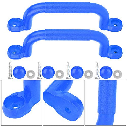 Playground Safety Handle, Blue Plastic Non-Slip Climbing Frame Grips for Kids Outdoor Indoor Garden, Swing Set and Tree House Accessories with Mounting Hardware, Ages 5+