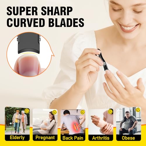 Toenail Clippers for Seniors, Angled Head Toe Nail Clippers for Thick Toenails, Wide Jaw Clippers, Ergonomic Anti-Splash Cutter, Upgraded Long Handled Toenail Clippers - size: Angled Head