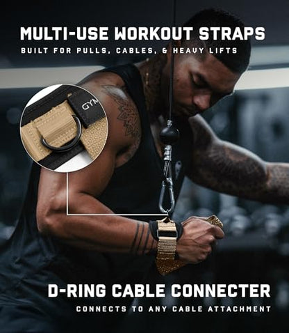Gymreapers GripLink Lifting Straps – Heavy Duty D-Ring Weight Lifting Wrist Straps with Anti-Slip Silicone Grip Beads, Adjustable Support for Deadlifts, Powerlifting, Cable Machines & Gym Training - color: Desert Sand