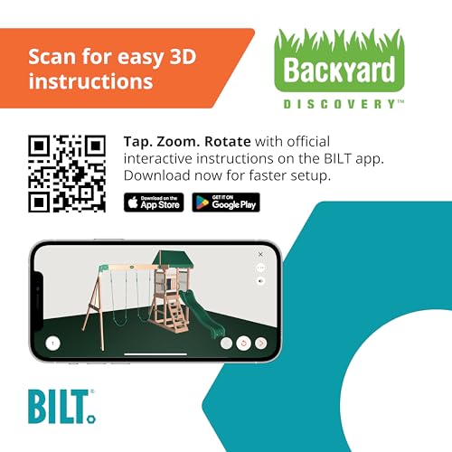 Backyard Discovery Buckley Hill Cedar Wood Swing Set with Wave Slide, Play Deck, Rock Wall Ladder, Belt Swings, Chalkboard, Canopy Roof, Outdoor Playset - color: Green