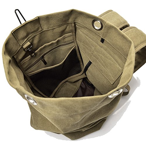 Large Capacity Travel Climbing Bag Tactical Military Duffel Bag Top Load Double Strap Canvas Backpack - color: Bk