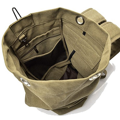 Large Capacity Travel Climbing Bag Tactical Military Duffel Bag Top Load Double Strap Canvas Backpack - color: Od