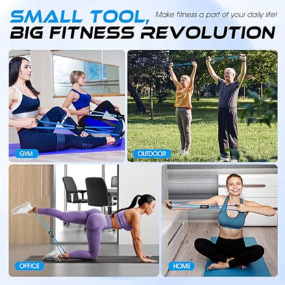 Resistance Bands, Figure 8 Resistance Band, Exercise Bands with Handles, Weights Workout Bands for Arms, Back, Shoulder, Leg, Physical Therapy, Pilates, Home Workout Equipment That Replace Dumbbells - color: Blue