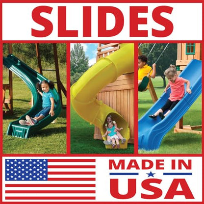 Swing-N-Slide PB 9241-1 Knightsbridge Wooden Swing Set with Slide, Swings, Glider, Climbing Wall, Green Slide - size: Knightsbridge