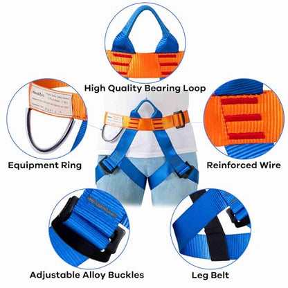 Safety Belt for Tree Climbing, Rock Climbing, Zipline - Half Body Guide Belt for Women, Men & Novices