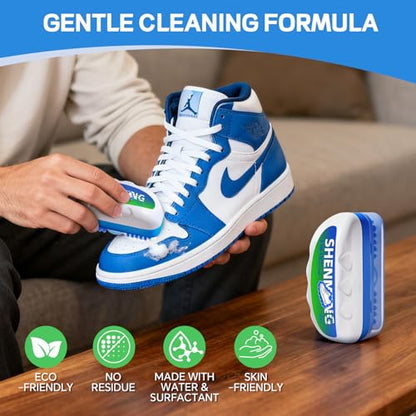 Shoe Cleaner, 2-in-1 White Shoe Cleaner with Brush, Water-free Foam Sneaker Cleaner Kit for Tennis, Leather, Canvas, Golf, PU, Sole